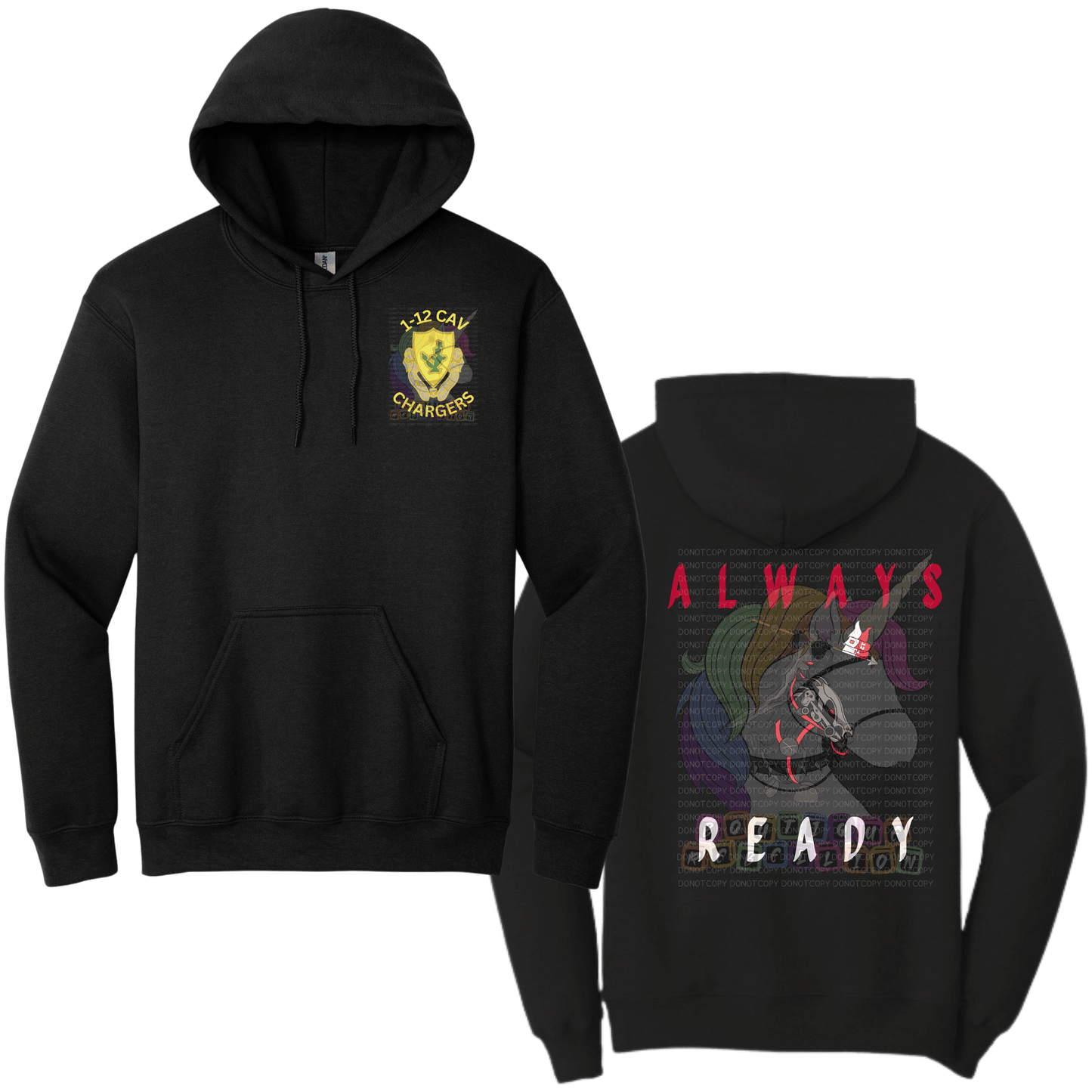 Youth 1-12 Cav Black Horse - B Company Crewneck Sweatshirt or Hoodie