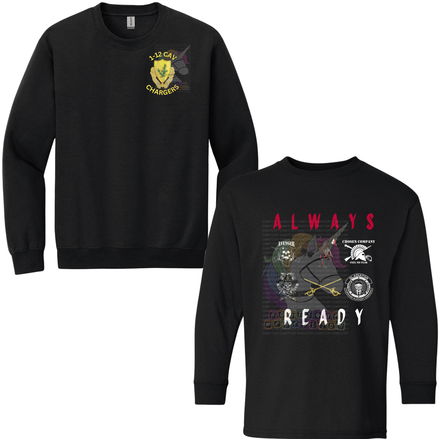 Youth 1-12 Cav Always Ready Crewneck Sweatshirt or Hoodie