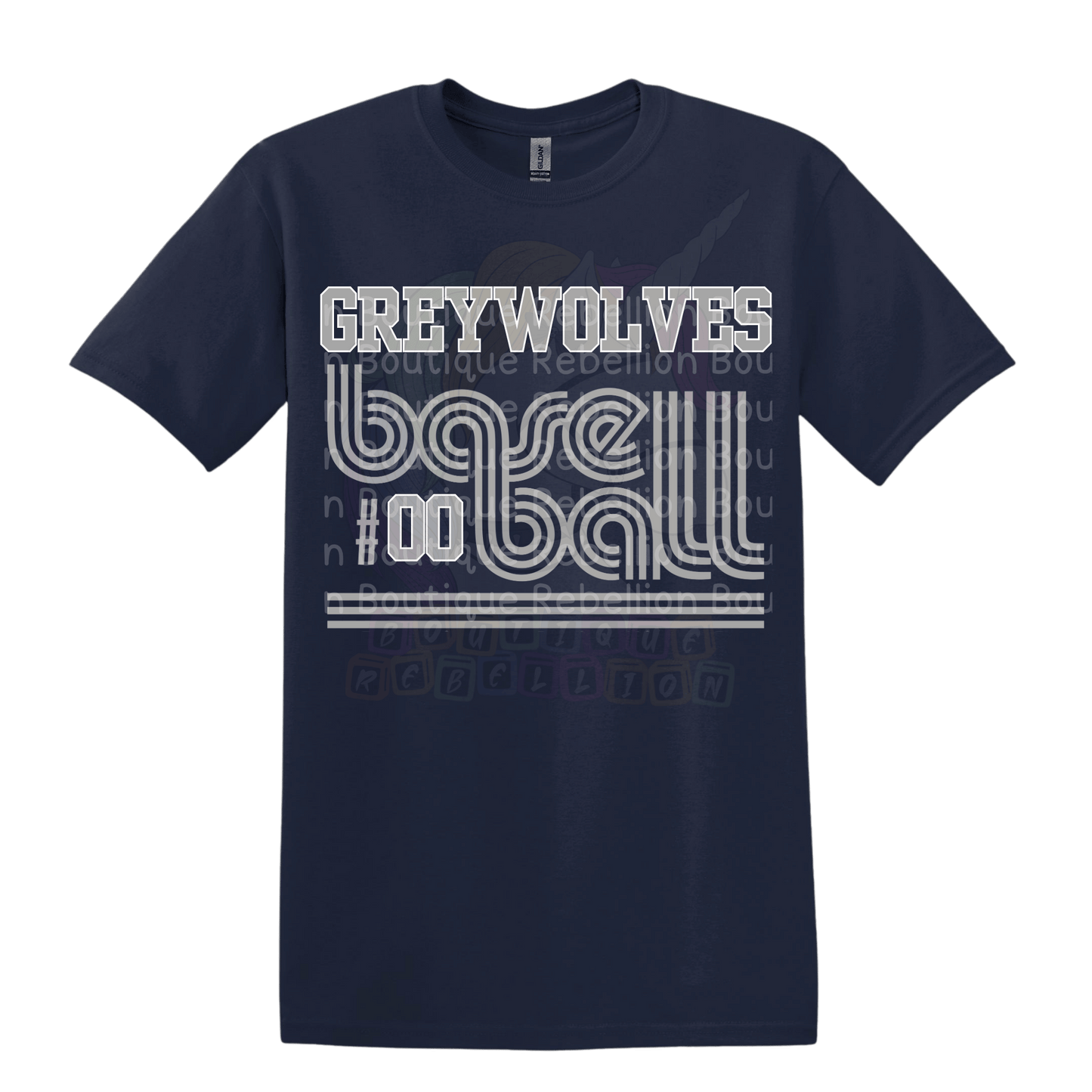 Shoemaker High School Grey Wolves Inline Baseball Customized Adult Tee