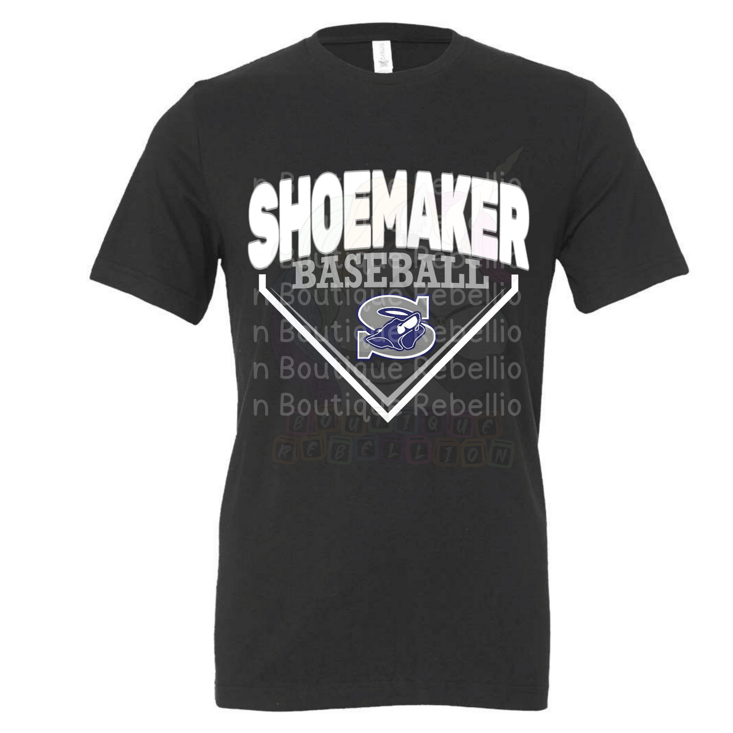 Shoemaker High School Grey Wolves Logo Baseball Adult Tee