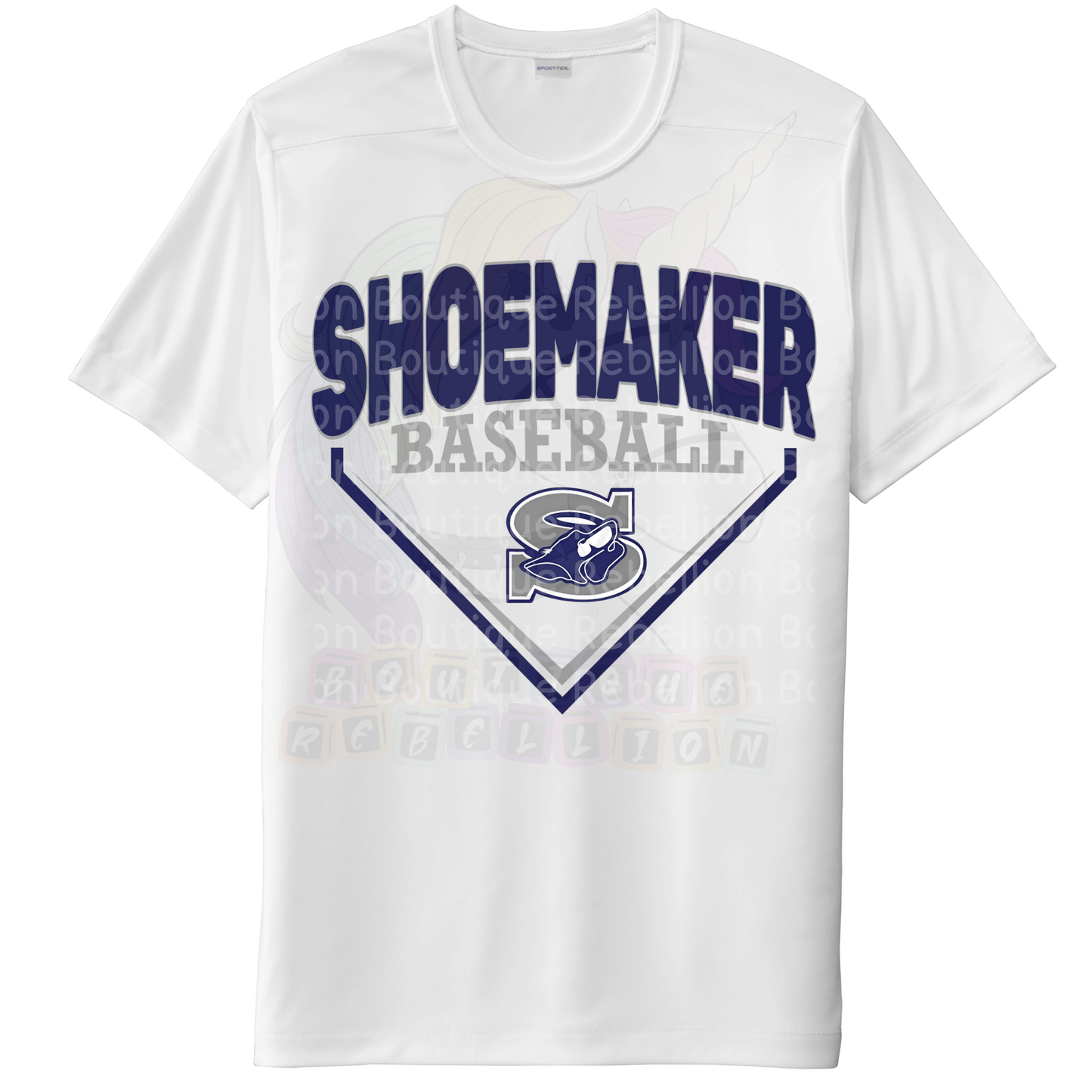 Shoemaker High School Grey Wolves Logo Baseball Adult Tee