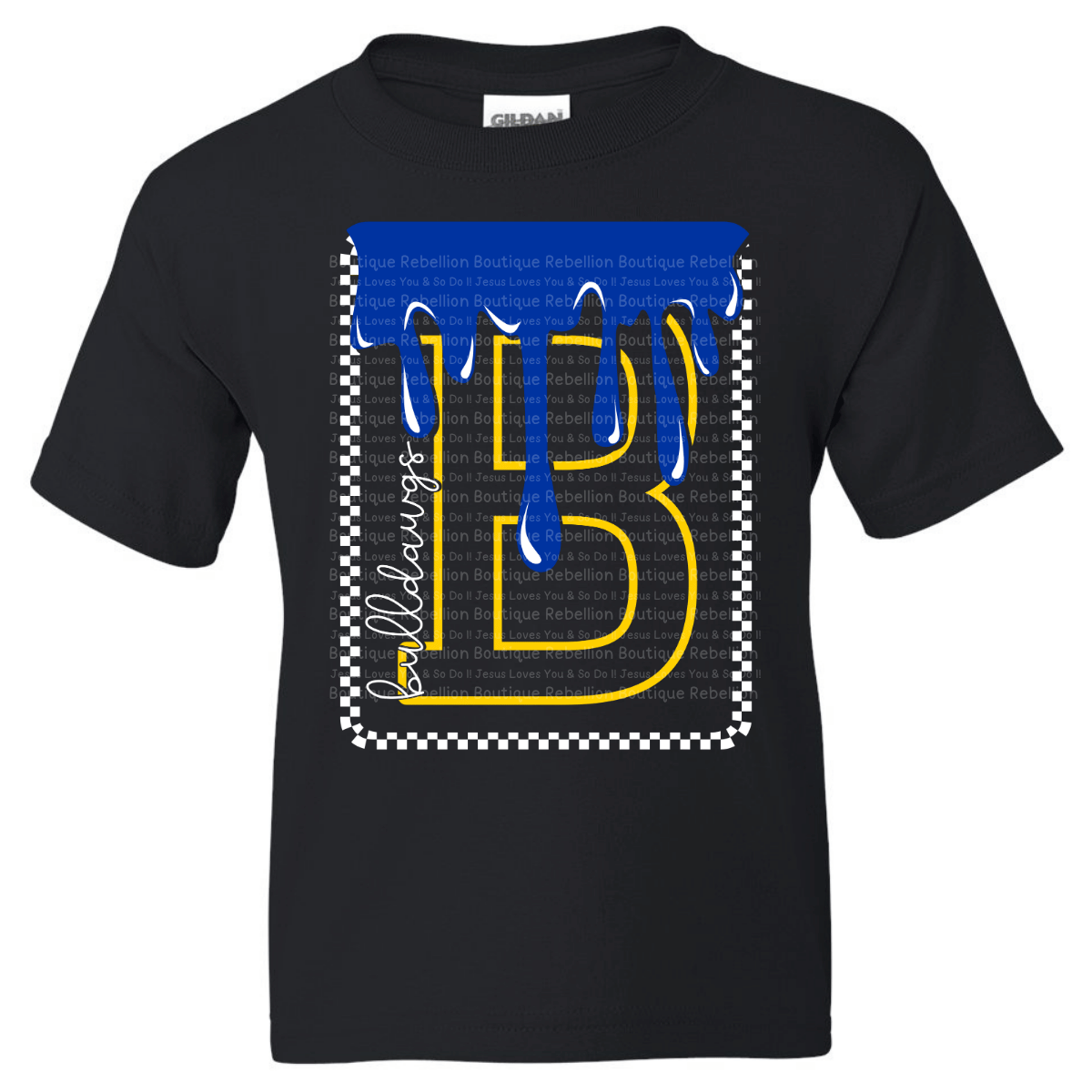 Bulldawgs Checker Drip Adult Tee