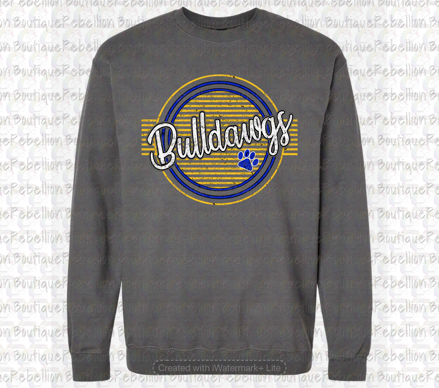 Hettie Halstead Elementary Bulldawgs Pawprint Crewneck Sweatshirt, Long Sleeve or Short Sleeve Adult Tee or Youth Tee