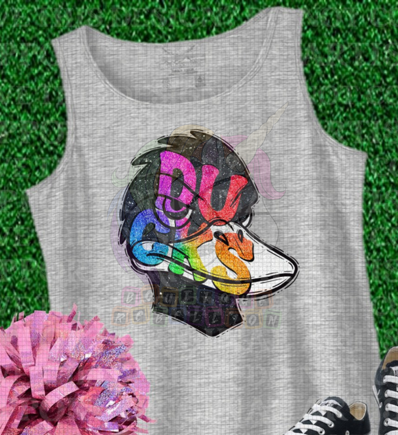 Duck Mascot Faux Rainbow Glitter Direct to Film - DTF  Transfer
