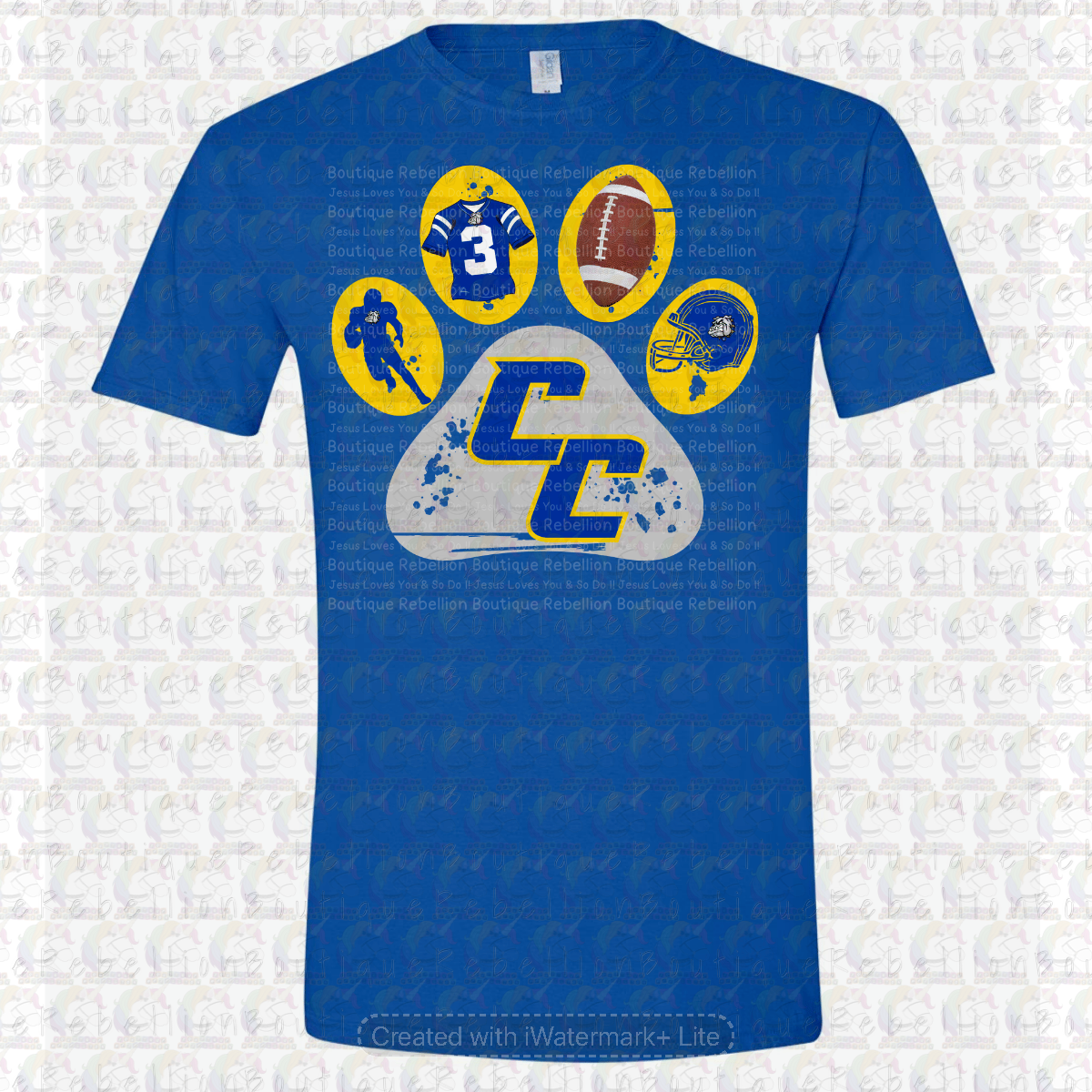 Copperas Cove Bulldawgs Football Paw Print Long or Short Sleeve Adult Tee or Youth Tee