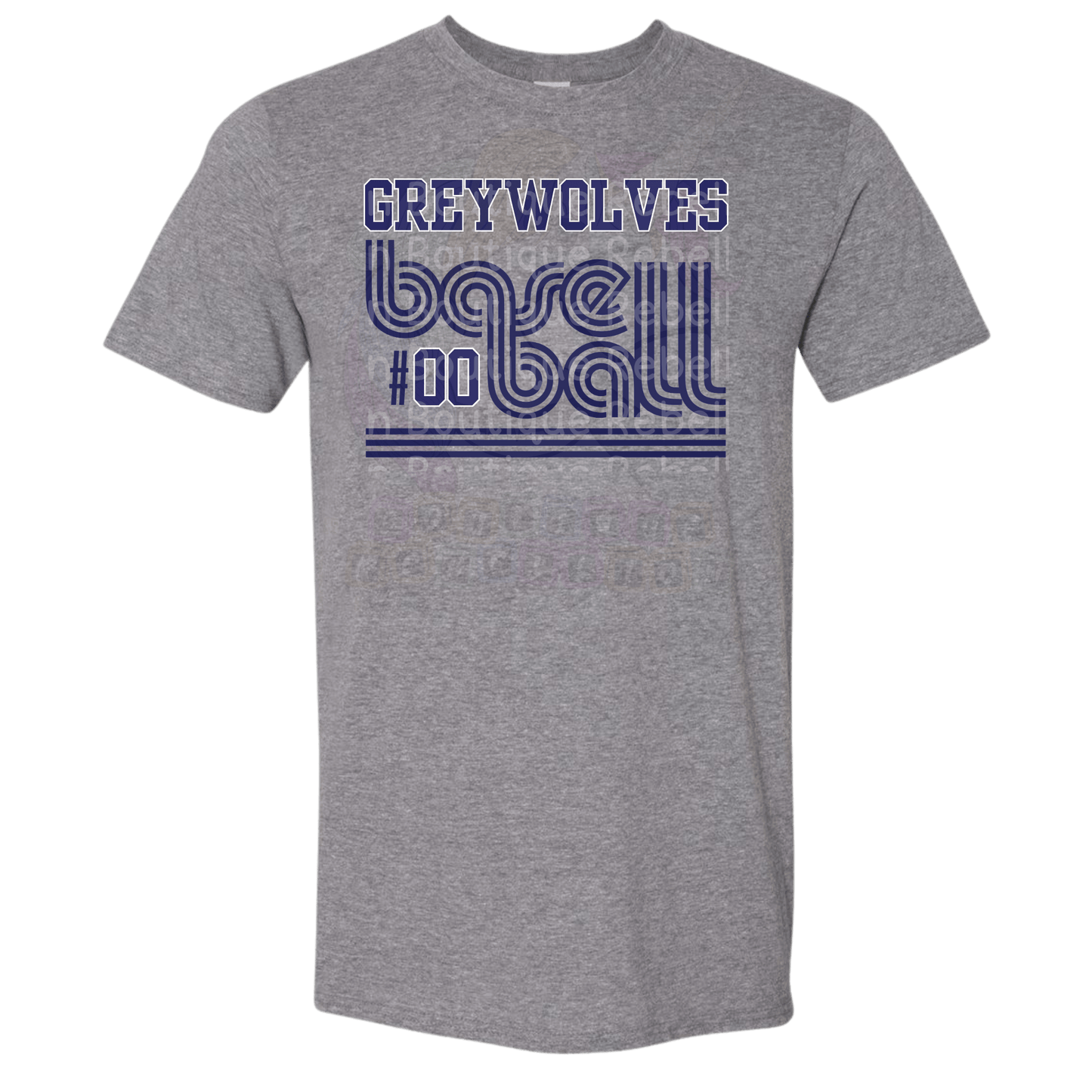 Shoemaker High School Grey Wolves Inline Baseball Customized Adult Tee