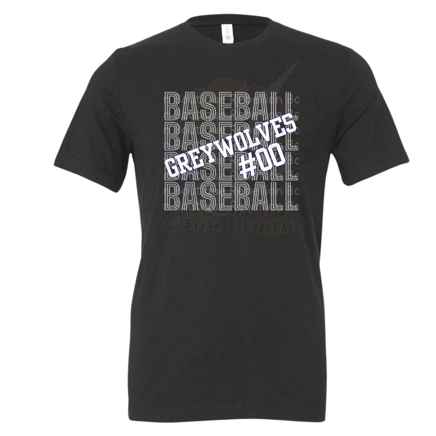 Shoemaker High School Grey Wolves Baseball Repeat Customized Adult Tee