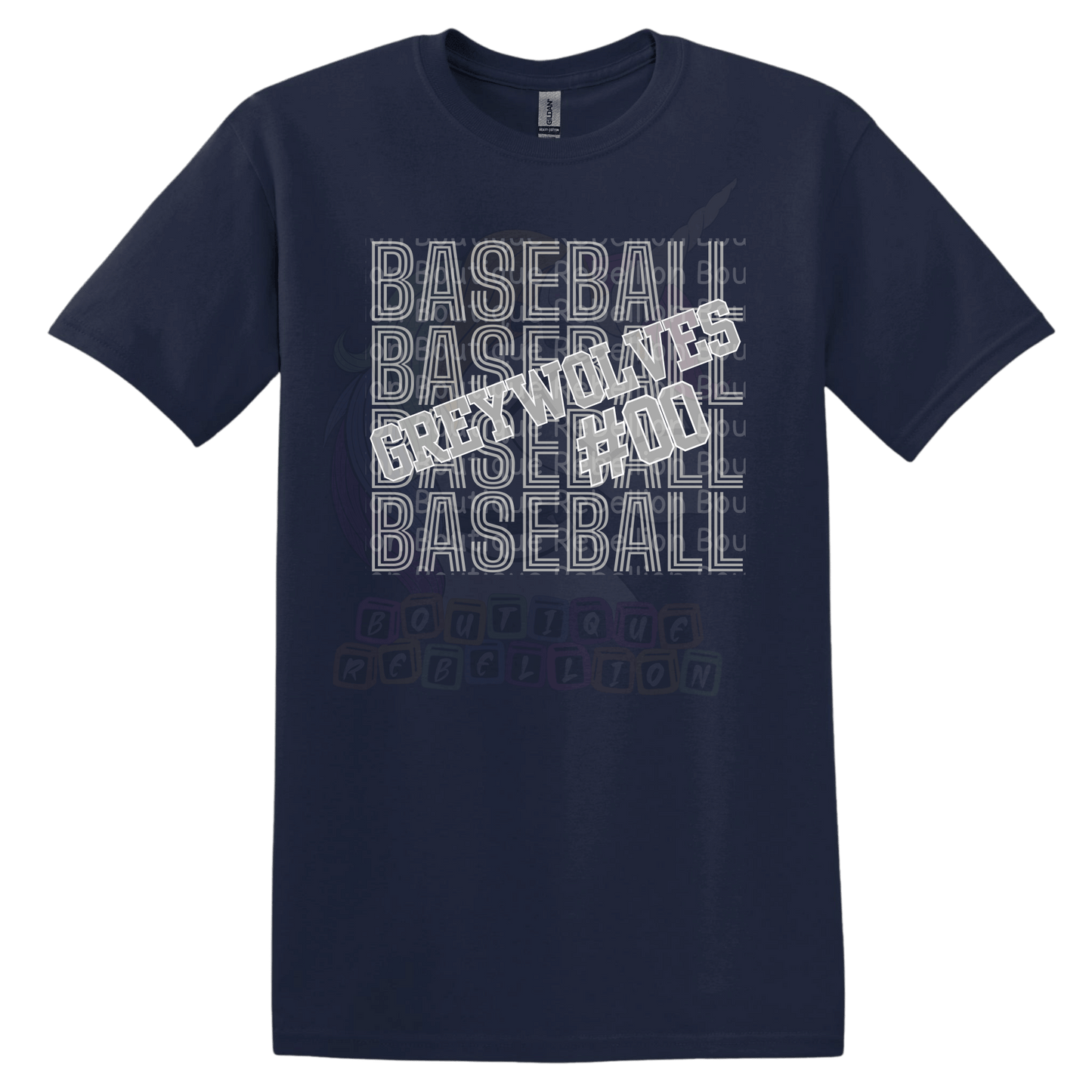 Shoemaker High School Grey Wolves Baseball Repeat Customized Adult Tee