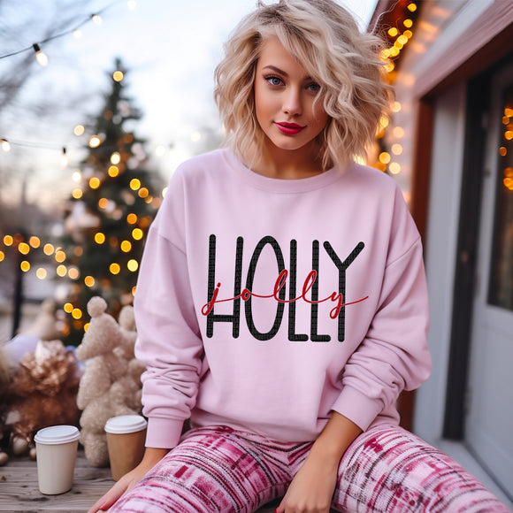 Holly Jolly Adult Tee, Crewneck Sweatshirt or Hoodie