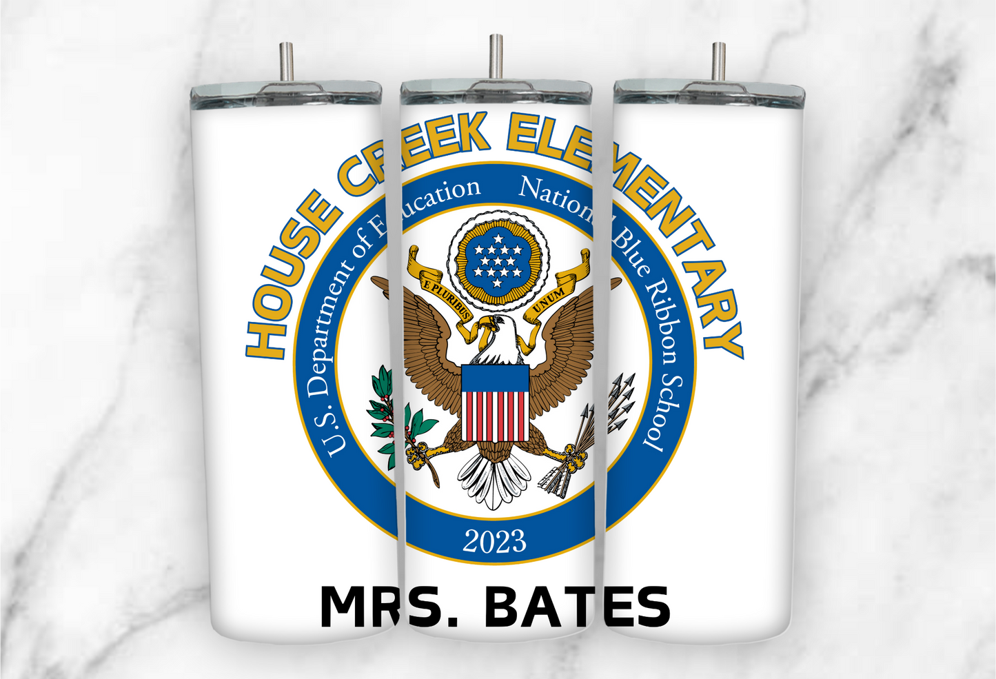 PERSONALIZED House Creek Elementary Blue Ribbon 20oz Tumbler