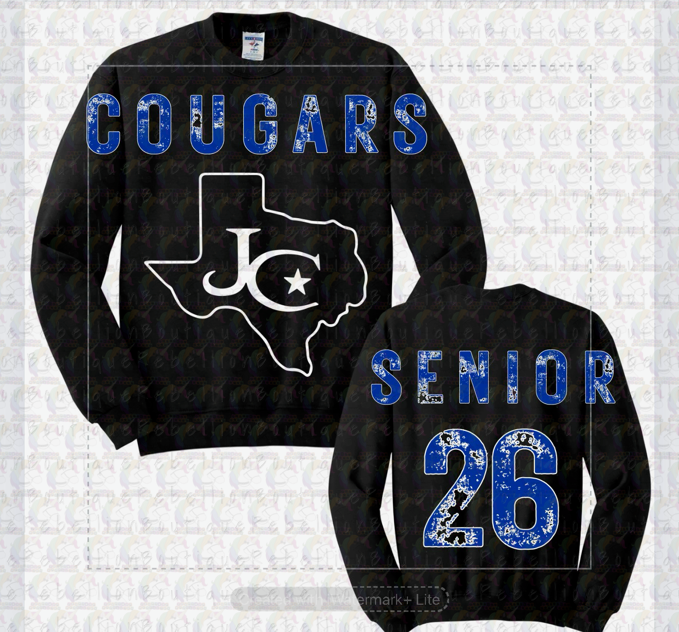 Jarrell Cougars Oversized Graphic Adult or Youth Zip up Hoodie or Crewneck Sweatshirt