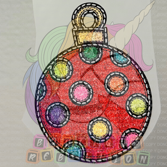 Faux Glitter Red Christmas Ornament Direct to Film - DTF  Transfer
