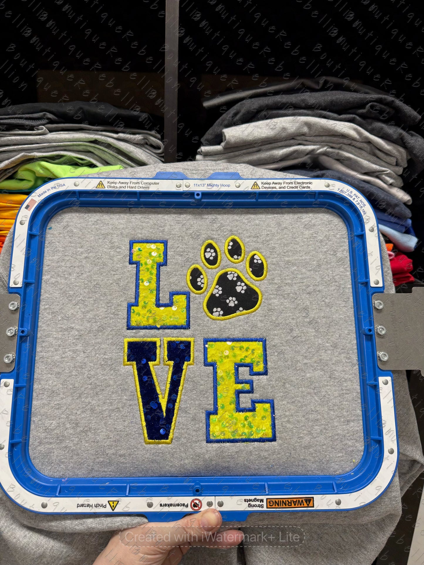 Love Paw Print Embroidered Appliqué Adult Crewneck Sweatshirt