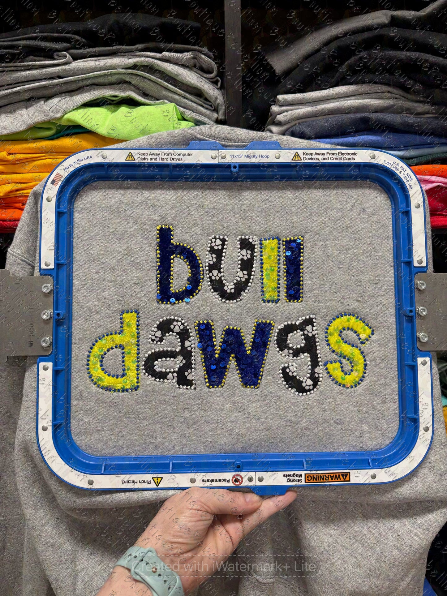Bulldawgs Text Embroidered Appliqué Adult Crewneck Sweatshirt