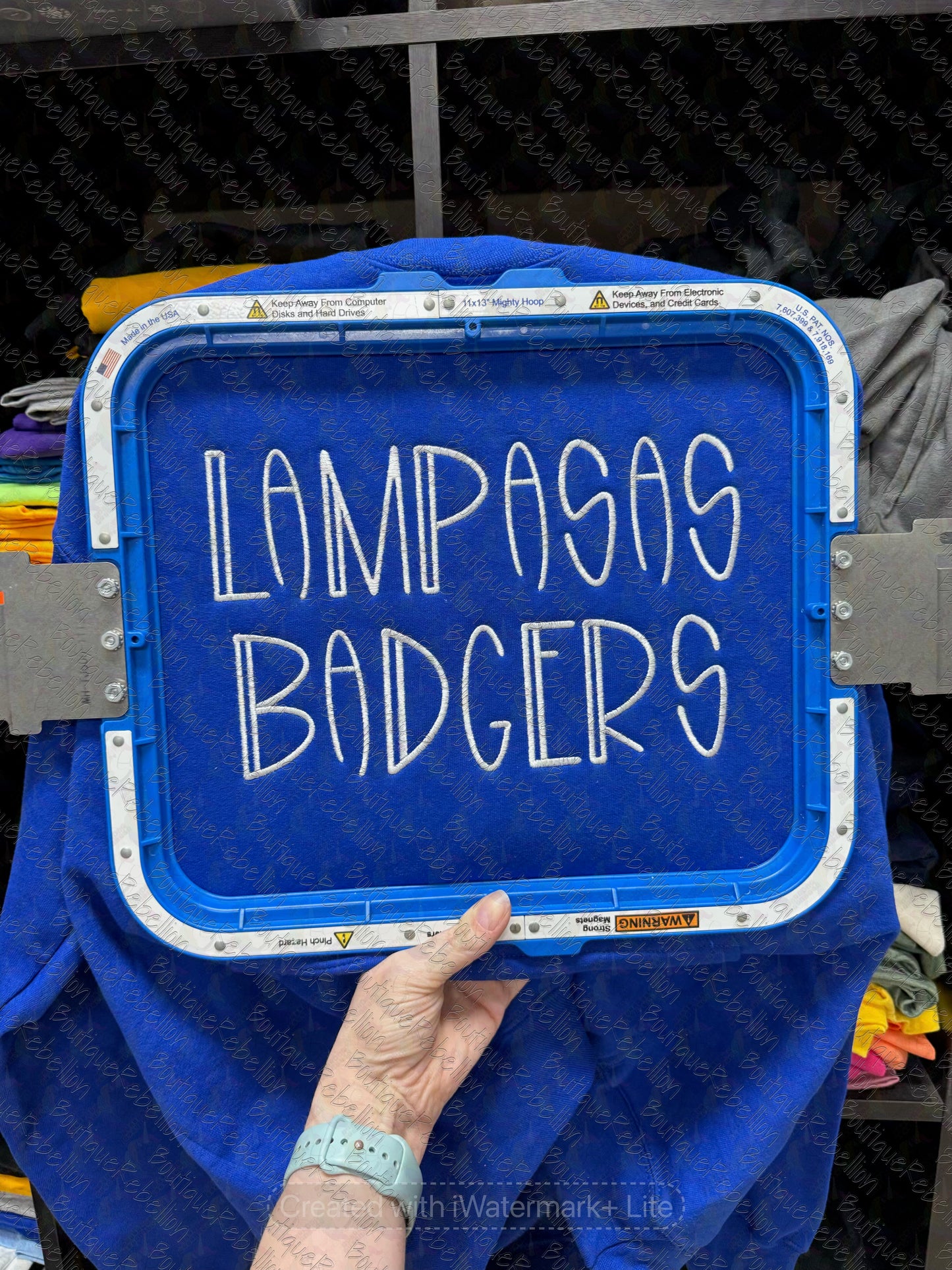 Lampasas Badgers Text Embroidered Adult Crewneck Sweatshirt