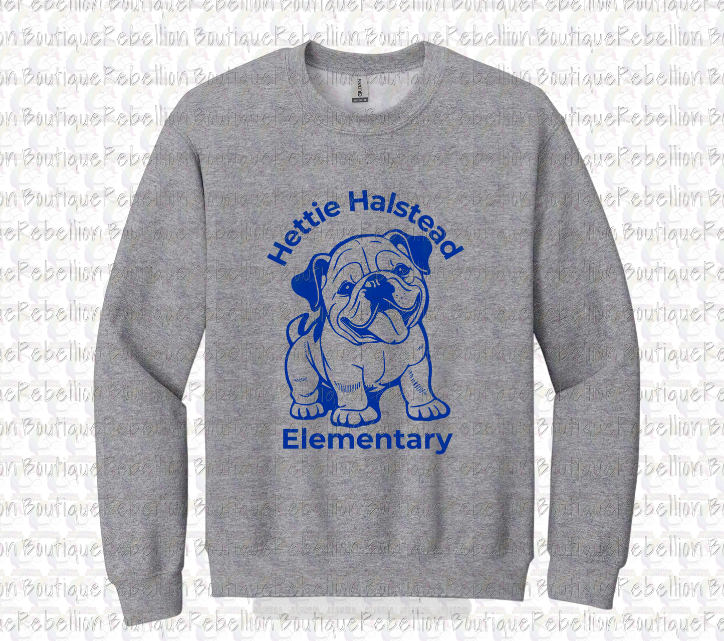 Hettie Halstead Elementary Bullpup Crewneck Sweatshirt, Long Sleeve or Short Sleeve Adult Tee or Youth Tee