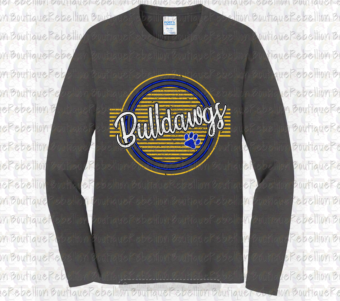 Hettie Halstead Elementary Bulldawgs Pawprint Crewneck Sweatshirt, Long Sleeve or Short Sleeve Adult Tee or Youth Tee