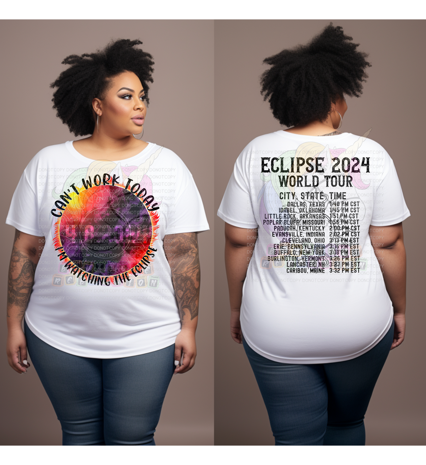 Can't Work Today I'm Watching The Moon Eclipse 2024 World Tour Adult Tee