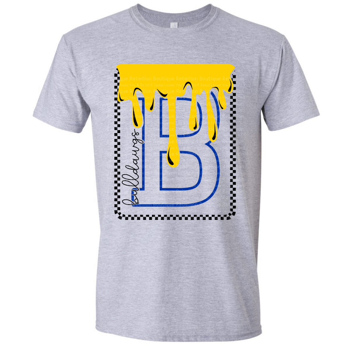 Bulldawgs Checker Drip Adult Tee