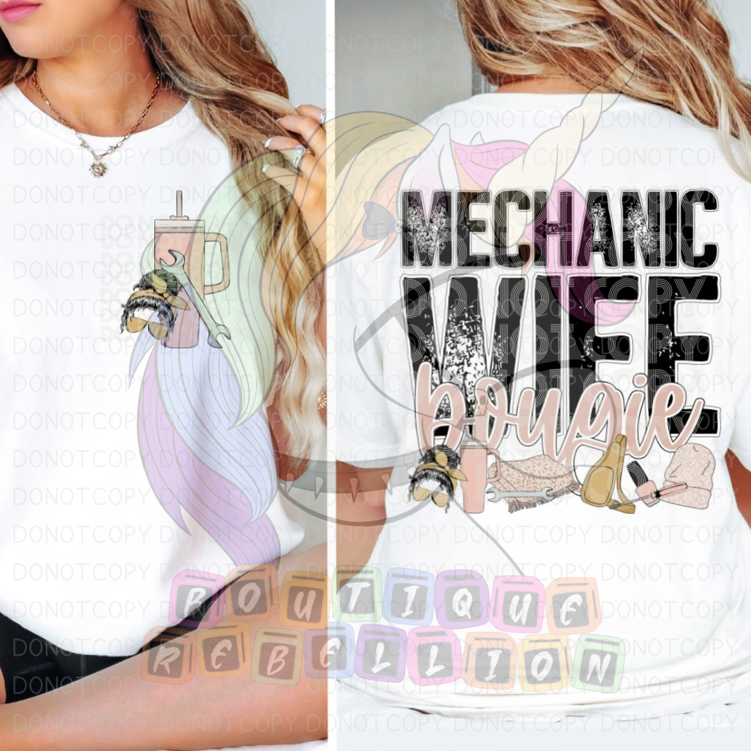 Mechanic Wife Bougie With Tools Direct to Film - DTF Transfer