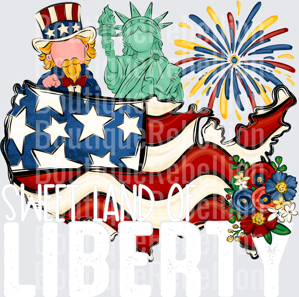Sweet land of liberty white Single DTF Transfer