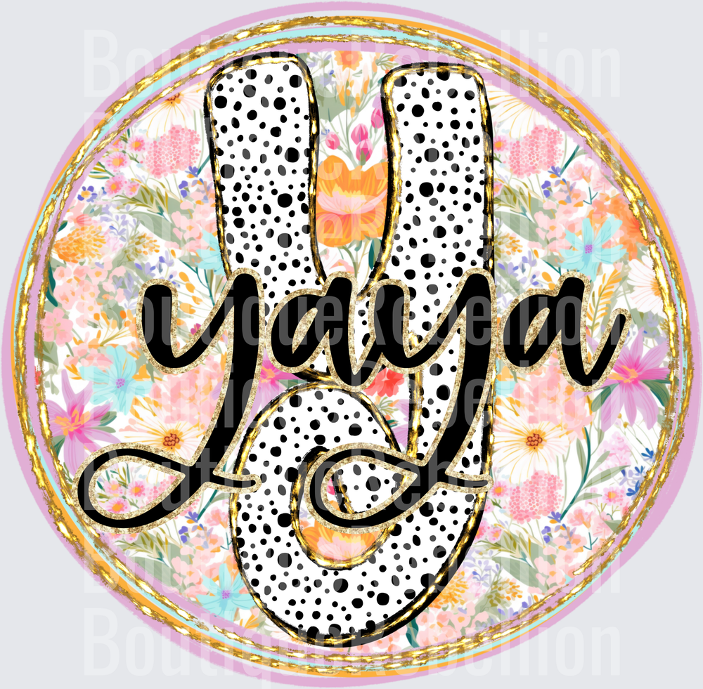 YaYa Polka Dots and Paint Stroke Background Single DTF Transfer
