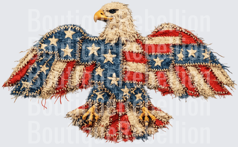 Faux Frayed Eagle Single DTF Transfer