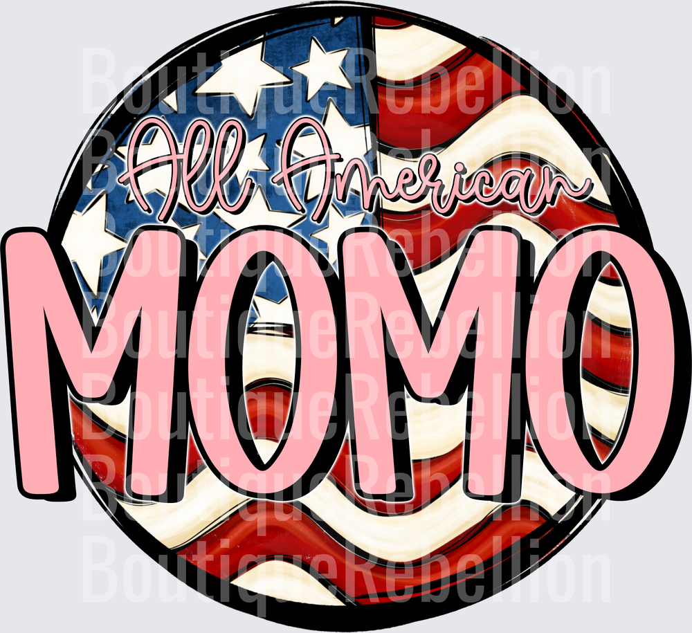 All American MOMO Patriotic Flag Circle Design Single DTF Transfer