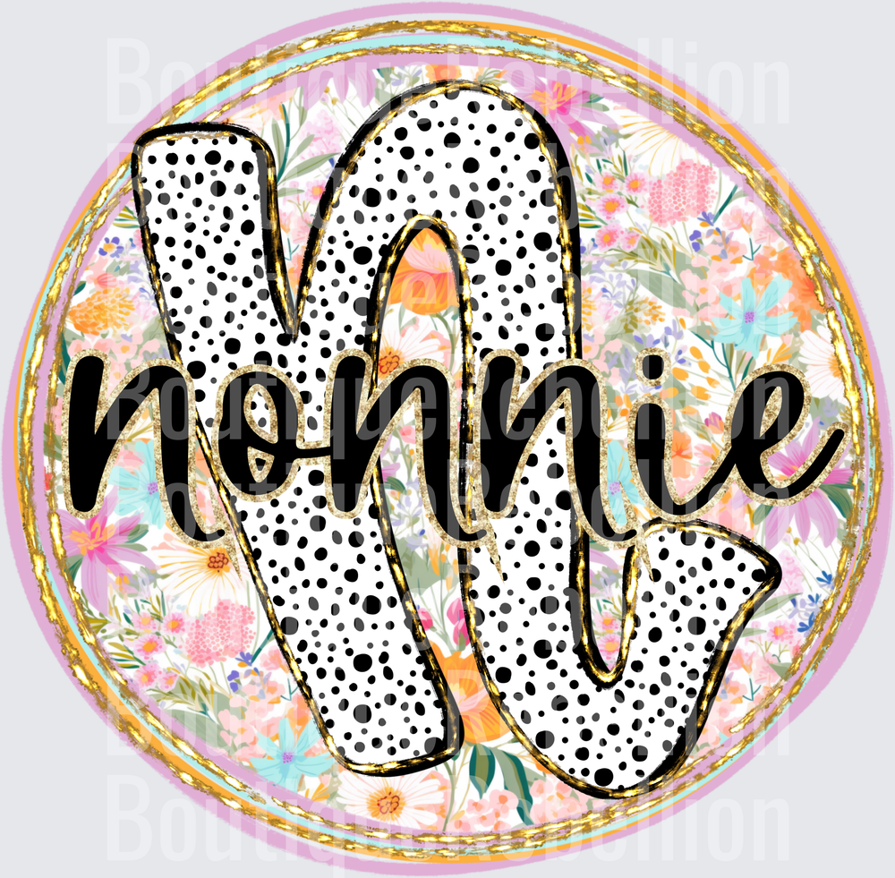 Nonnie Polka Dots and Paint Stroke Background Single DTF Transfer
