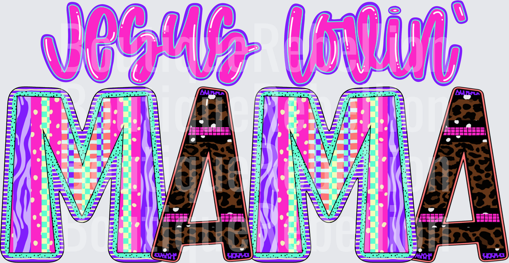 Jesus Lovin' Mama Colorful Leopard Print Single DTF Transfer