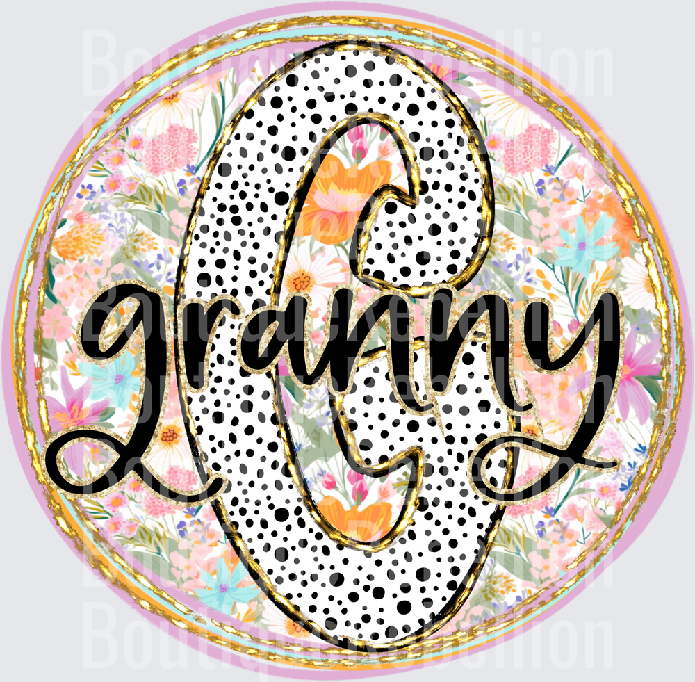 Granny Polka dot and Brushstroke Single DTF Transfer