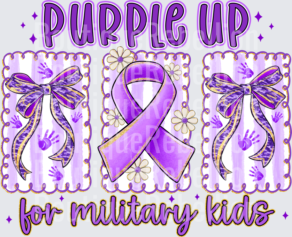 Purple Up For Military Kids Bows in Frames