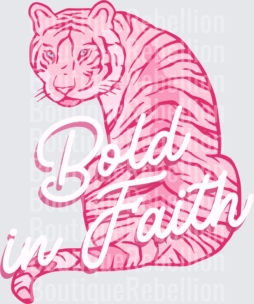 Pink Tiger Bold Faith Script Single DTF Transfer