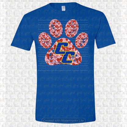 Copperas Cove Bulldawgs Red Paw Print Long or Short Sleeve  Adult Tee or Youth Tee