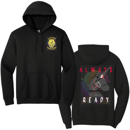 1-12 Cav Always Ready Black Horse - B Company Crewneck Sweatshirt or Hoodie