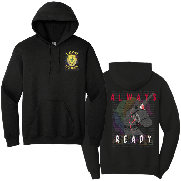 1-12 Cav Always Ready Black Horse - B Company Crewneck Sweatshirt or Hoodie