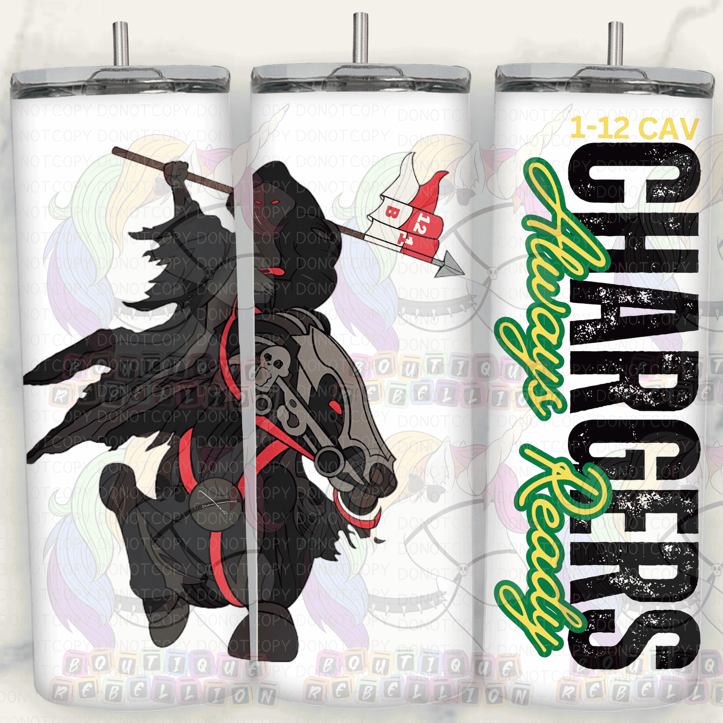 1-12 Cav 20oz Always Ready Black Horse - B Company Tumbler