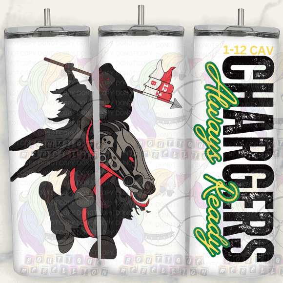 1-12 Cav 20oz Always Ready Black Horse - B Company Tumbler