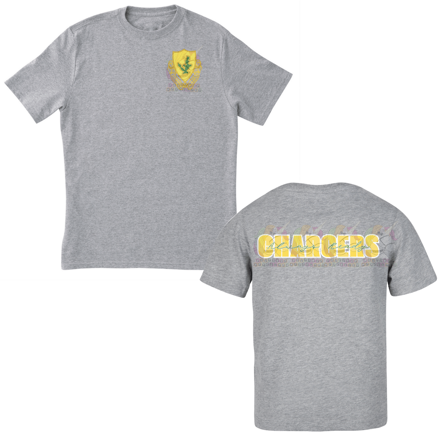 Youth 1-12 Cav Chargers Double Sided Grey Tee