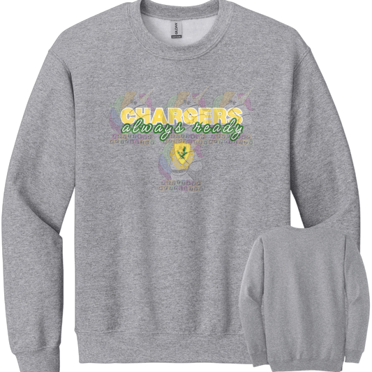 Youth 1-12 Cav Chargers Grey Crewneck Sweatshirt or Hoodie
