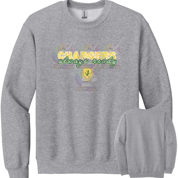 Youth 1-12 Cav Chargers Grey Crewneck Sweatshirt or Hoodie