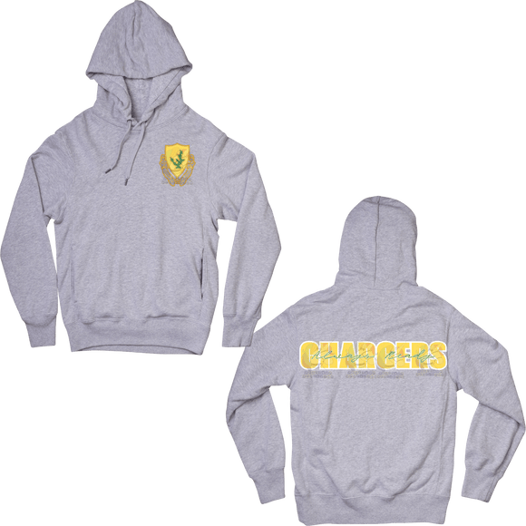 1-12 Cav Chargers Double Sided Grey Crewneck Sweatshirt or Hoodie
