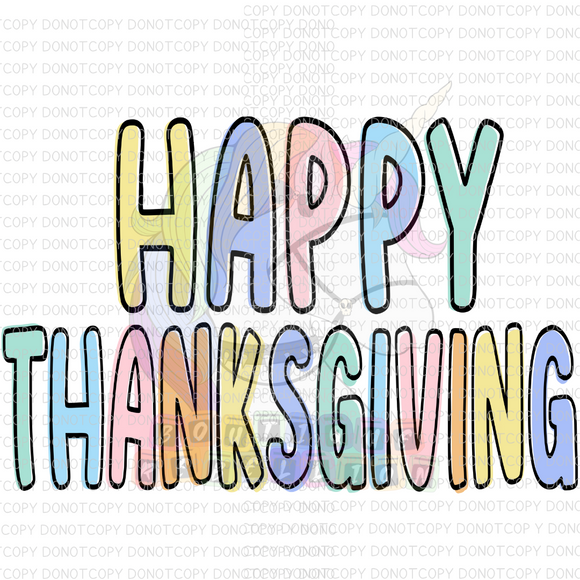 Happy Thanksgiving Direct to Film - DTF  Transfer