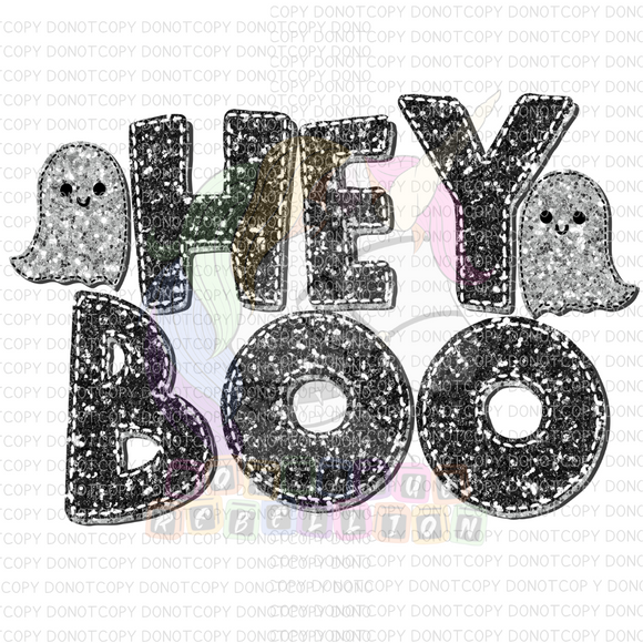 Faux Glitter Hey Boo Direct to Film - DTF  Transfer