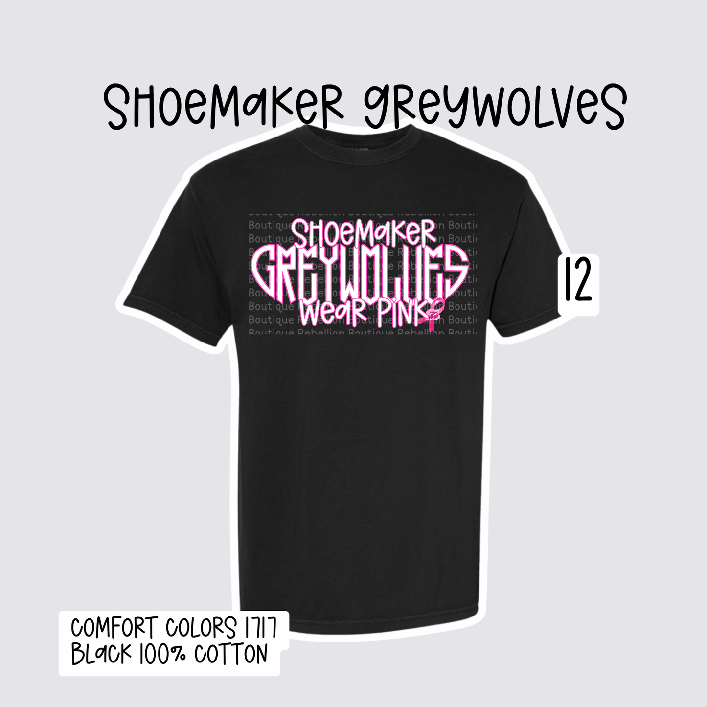 Design 12 Shoemaker High School Grey Wolves Adult Tee, Long Sleeve Tee or Sweatshirt