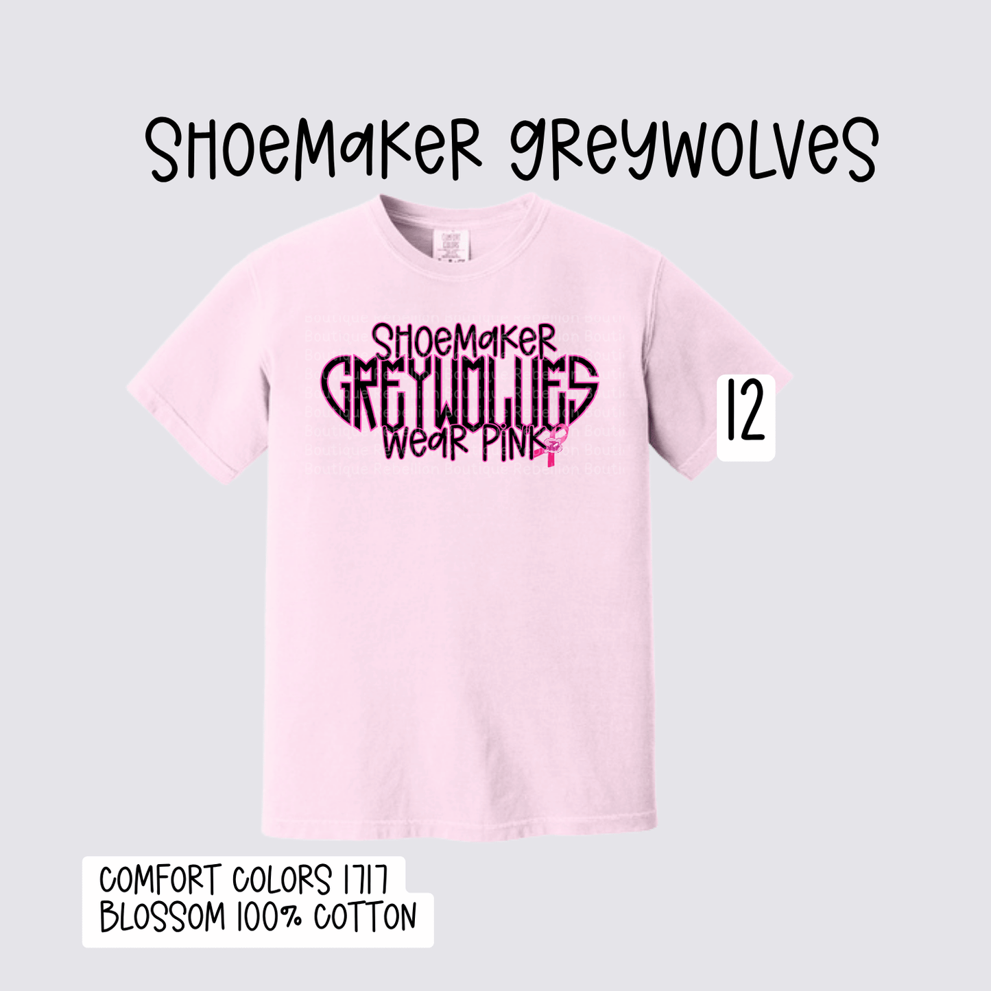 Design 12 Shoemaker High School Grey Wolves Adult Tee, Long Sleeve Tee or Sweatshirt