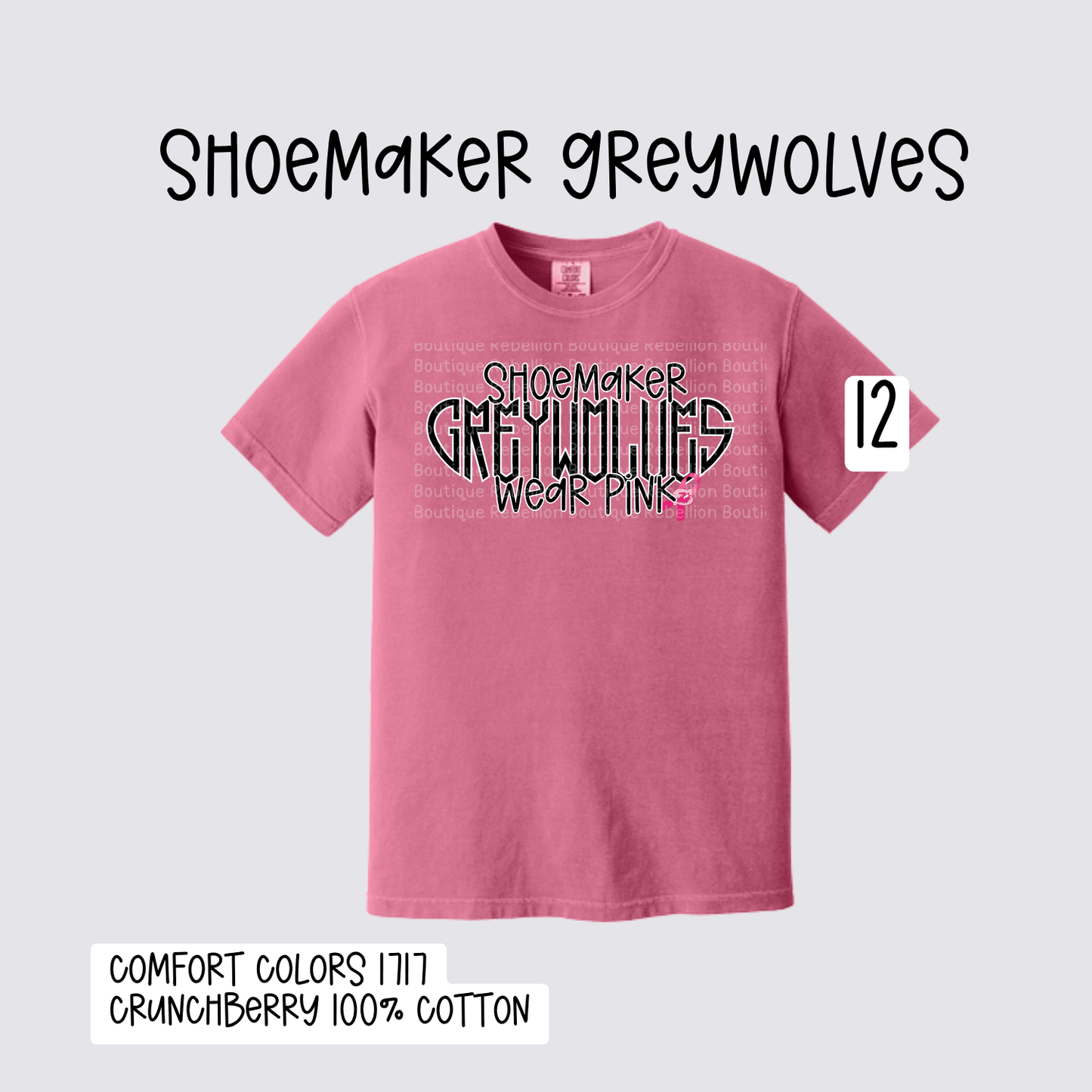 Design 12 Shoemaker High School Grey Wolves Adult Tee, Long Sleeve Tee or Sweatshirt