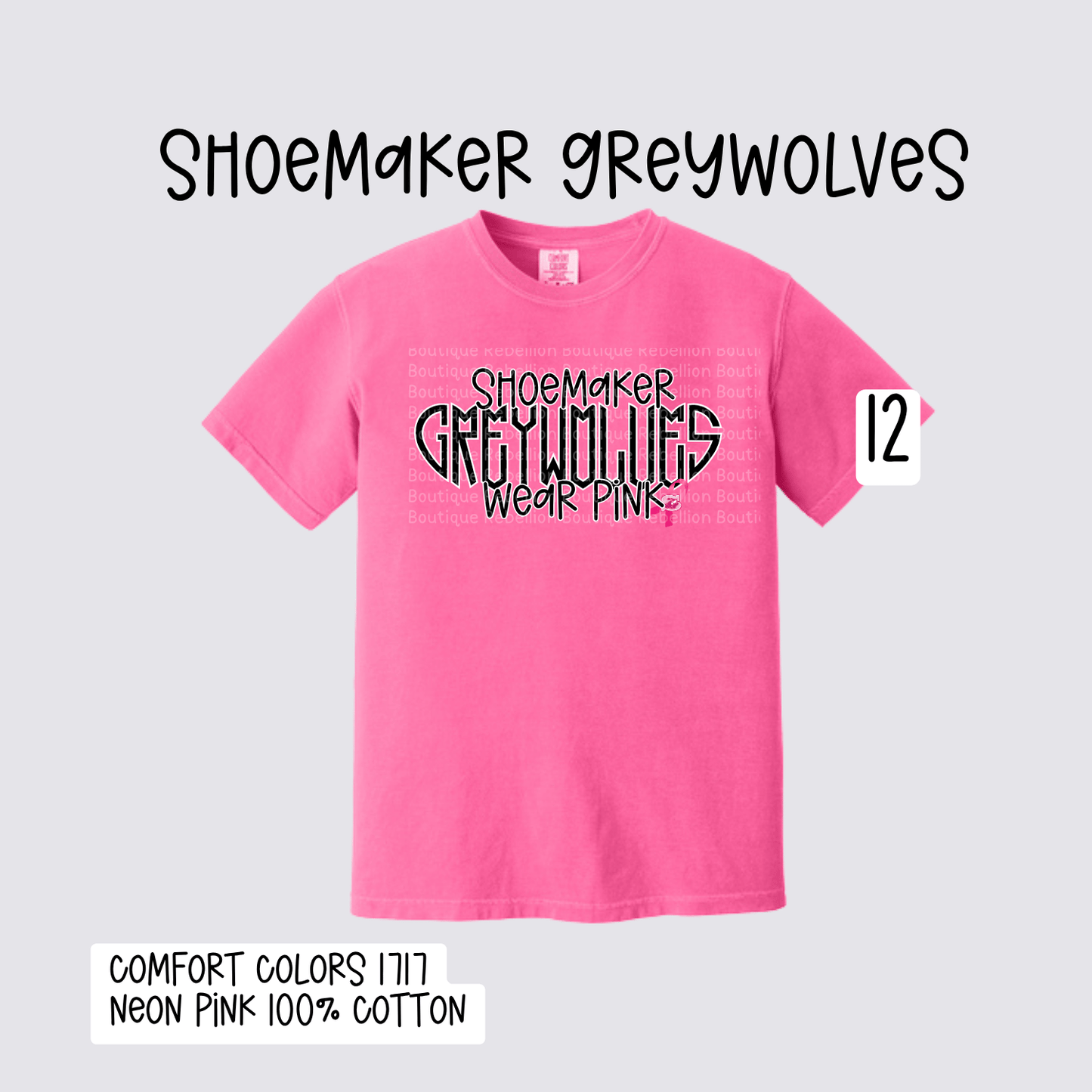 Design 12 Shoemaker High School Grey Wolves Adult Tee, Long Sleeve Tee or Sweatshirt