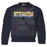 Hettie Halstead Elementary Bulldawgs Cursive with Paw Print Crewneck Sweatshirt, Long or Short Sleeve Youth Tee