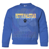 Hettie Halstead Elementary Bulldawgs Cursive with Paw Print Crewneck Sweatshirt, Long or Short Sleeve Youth Tee